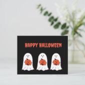 Gelukkige Halloween Ghosts met Jack-o-Lanterns Briefkaart (Staand voorkant)