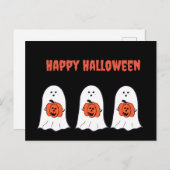 Gelukkige Halloween Ghosts met Jack-o-Lanterns Briefkaart (Voorkant / Achterkant)