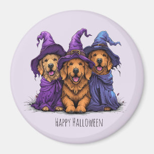 Gelukkige Halloween Golden Retriever Honden Heksen Magneet