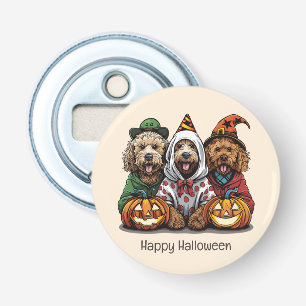 Gelukkige Halloween Goldendoodle Honden Button Flesopener