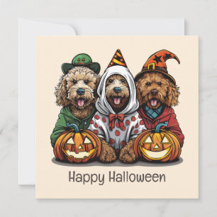 Gelukkige Halloween Goldendoodle Honden Kaart