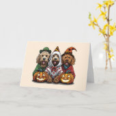 Gelukkige Halloween Goldendoodle Honden Kaart (Gele Bloem)