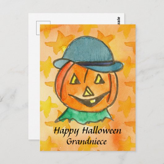 Gelukkige Halloween Grootnicht Jack-O-Lantern Cust Briefkaart (Voorkant / Achterkant)