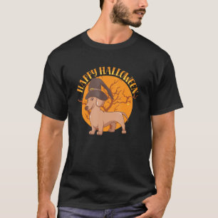 Gelukkige Halloween heks Dachshund Weiner hond die T-shirt