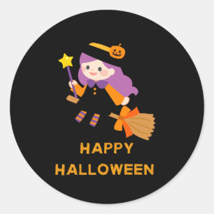 Gelukkige Halloween heks Ronde Sticker