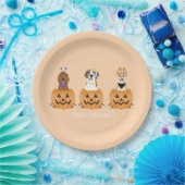 Gelukkige Halloween Honden In Pompoenen Papieren Bordje (Feest)