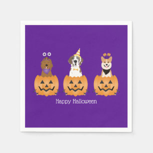 Gelukkige Halloween Honden In Pompoenen Servet