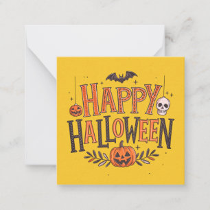 Gelukkige halloween kaarten, schattig, voorraad up notitiekaartje