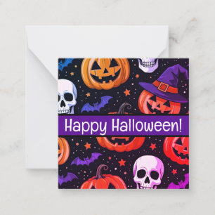Gelukkige halloween kaarten, schattig, voorraad up notitiekaartje