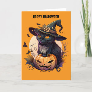Gelukkige Halloween Kat Feestdagen Kaart
