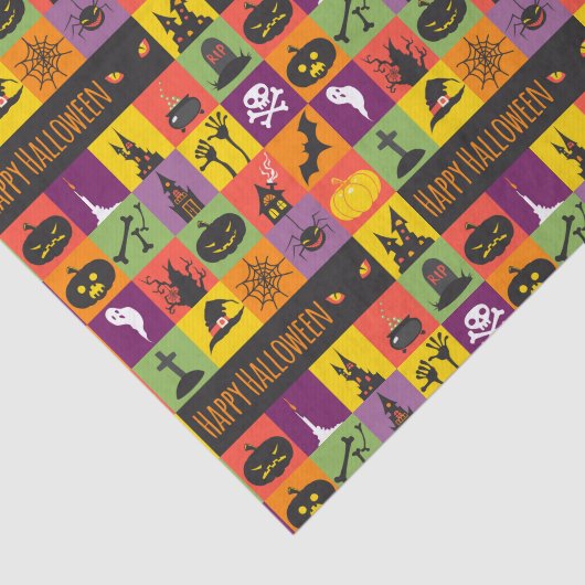 Gelukkige Halloween Kleurrijke Moderne Iconen | FE Tissuepapier (Detail)