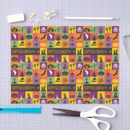 Gelukkige Halloween Kleurrijke Moderne Iconen | FE Tissuepapier (Craft)