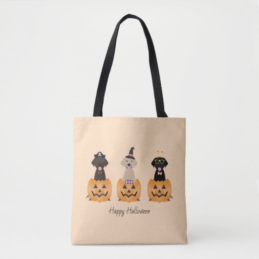 Gelukkige Halloween Labrador Retriever Honden Pomp Draagtas (Voorkant)