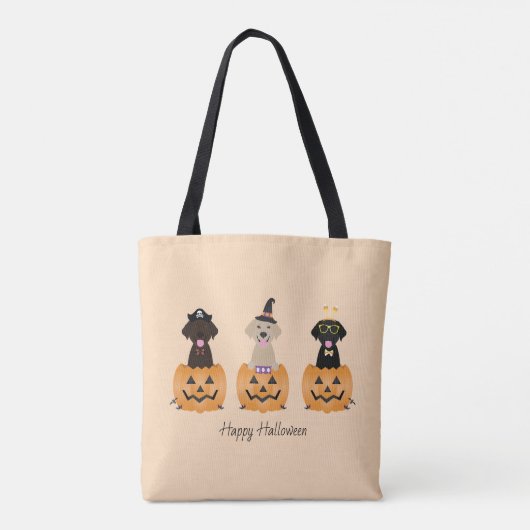Gelukkige Halloween Labrador Retriever Honden Pomp Draagtas (Achterkant)