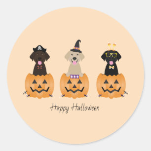 Gelukkige Halloween Labrador Retriever Honden Pomp Ronde Sticker