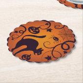 Gelukkige Halloween lantaarn zwarte kat spinnen en Kartonnen Onderzetters (Gekanteld)