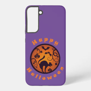 Gelukkige Halloween lantaarn zwarte kat spinnen en Samsung Galaxy Hoesje