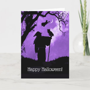 Gelukkige Halloween Magic Uil Heksen Kat Warlock Kaart