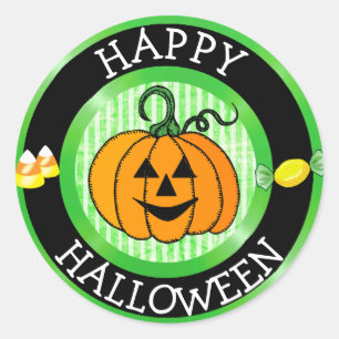 Gelukkige Halloween Pompoen & Snoep Sticker