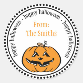 Gelukkige Halloween pompoen stip cirkel labels