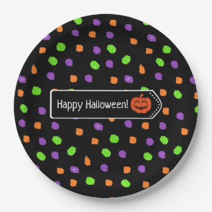 Gelukkige Halloween Pumpkin Polka Dot Papieren Bordje