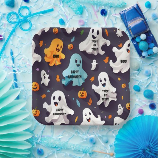 Gelukkige Halloween Schattigee Mini Ghosts Papieren Bordje (Feest)