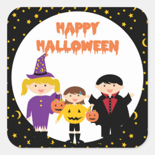 Gelukkige Halloween Schattigee Trick or treat Kind Vierkante Sticker