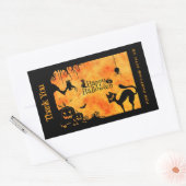 Gelukkige Halloween Silhouette Zwarte Kat Dank u Rechthoekige Sticker (Envelop)