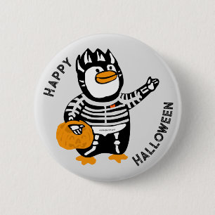 Gelukkige Halloween Skelet Penguin Ronde Button 5,7 Cm