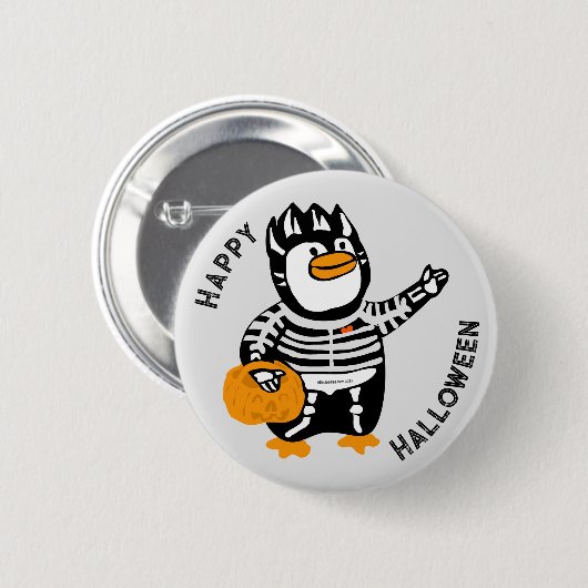 Gelukkige Halloween Skelet Penguin Ronde Button 5,7 Cm (Voorkant /achterkant)