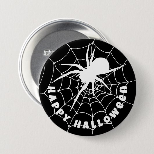 Gelukkige Halloween Spider op Cobweb Ronde Button 7,6 Cm (Voorkant /achterkant)