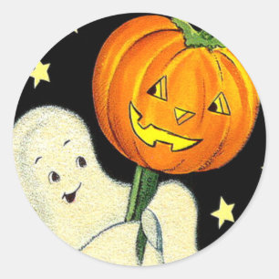 Gelukkige Halloween  Spook en Pompoen Sticker