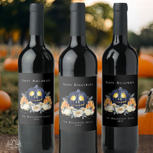 Gelukkige Halloween Spooky Samhain Pompoenen Krist Wijn Etiket