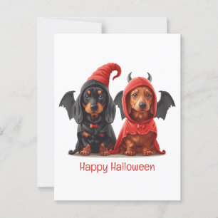 Gelukkige Halloween teckel Honden Duivelsvleermuis Briefkaart