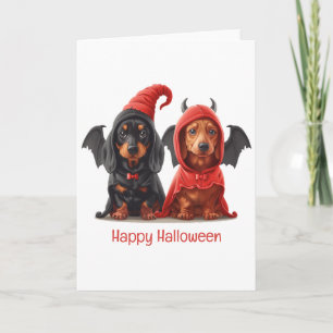 Gelukkige Halloween teckel Honden Duivelsvleermuis Kaart