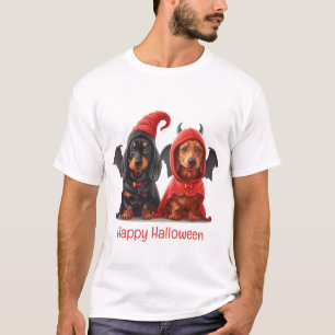 Gelukkige Halloween teckel Honden Duivelsvleermuis T-shirt