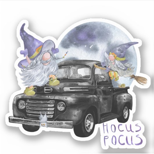 Gelukkige Halloween Trending Gnome Hocus Pocus Sticker (Voorkant)