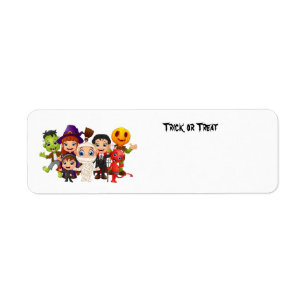 Gelukkige Halloween trick or treat kinderen Etiket