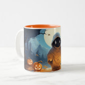 Gelukkige Halloween van Ghost Tweekleurige Koffiemok (Voorkant links)