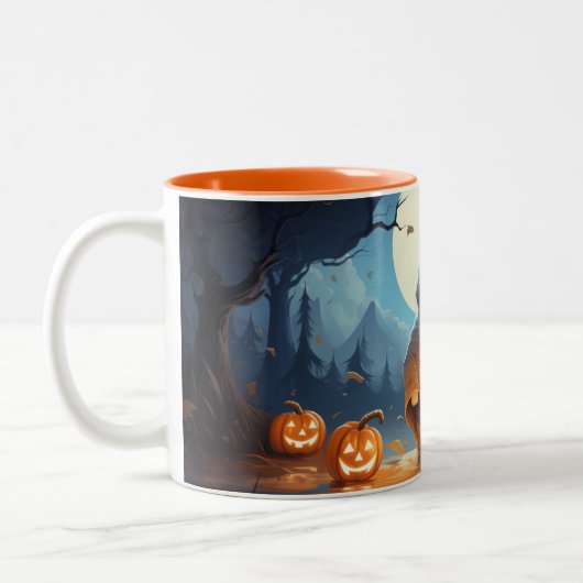 Gelukkige Halloween van Ghost Tweekleurige Koffiemok (Links)