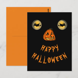 Gelukkige Halloween Witchy Ogen En Pompoen Neus Briefkaart