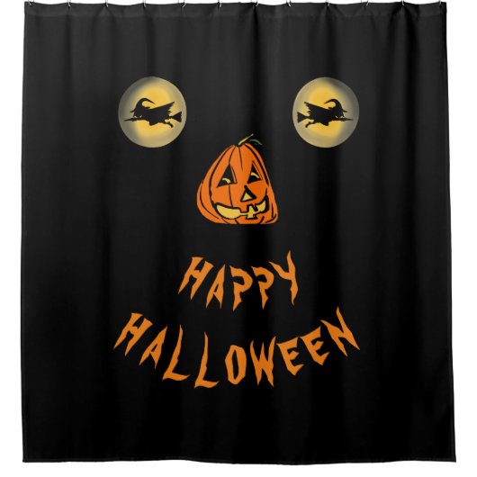 Gelukkige Halloween Witchy Ogen En Pompoen Neus Douchegordijn (Voorkant)