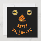 Gelukkige Halloween Witchy Ogen En Pompoen Neus Kaart (Voorkant)