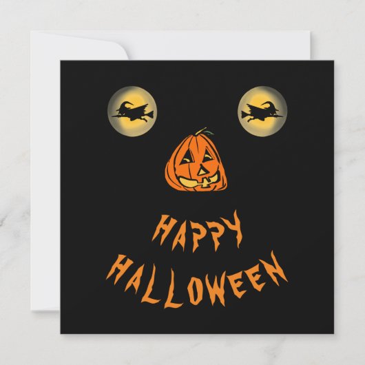 Gelukkige Halloween Witchy Ogen En Pompoen Neus Kaart (Voorkant)