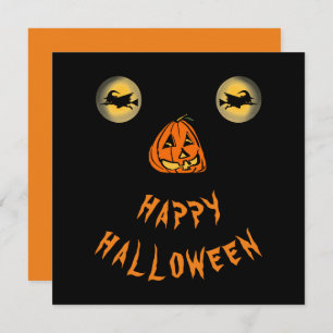Gelukkige Halloween Witchy Ogen En Pompoen Neus Kaart
