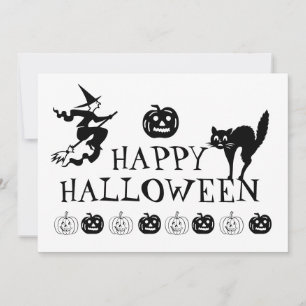 Gelukkige Halloween zwart-wit spooky Uitnodiging