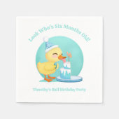 Gelukkige Halve Verjaardag Baby Duck met Cake Part Servet (Voorkant)