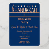 Gelukkige Hanukka-menorah Folie Uitnodiging (Voorkant)