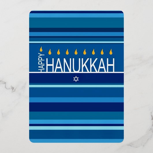 Gelukkige Hanukka-menorah Folie Uitnodiging (Achterkant)