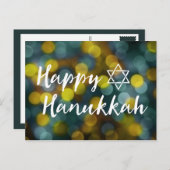 gelukkige hanukkah bokeh lichten feestdagenkaart (Voorkant / Achterkant)
